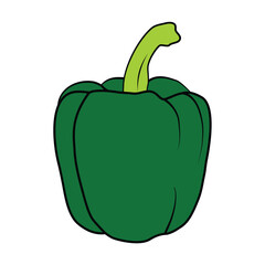Green pepper. Fresh vegetables icon. Green Bulgarian Bell Peppers, Paprika. Vector illustration EPS 10.