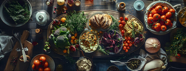 healthy farm food dining table