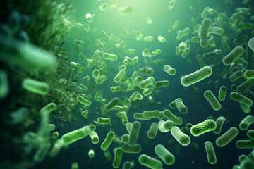 Green microscopic bacteria