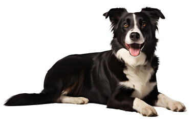 border collie dog with black fur cut of background - 720311984