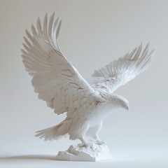 White Statue of Eagle on White Background