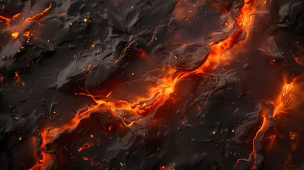 Foto auf Alu-Dibond Red lava flows break from the surface after a volcanic eruption. fire abstract background. © Ton Photographer4289