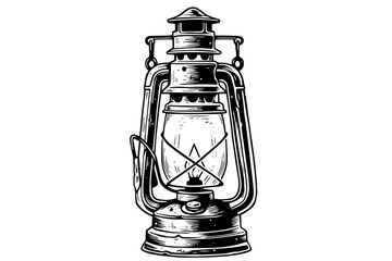 Vintage lantern hand drawn ink sketch. Engraved retro style vector illustration