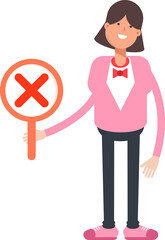 Woman Character Showing Wrong Mark
