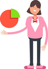 Woman Character Holding Pie Chart
