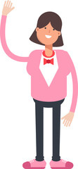Obraz premium Woman Character Raising One Hand 