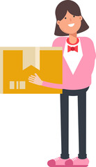 Woman Character Holding Box
