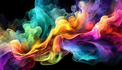 Obraz premium Colorful abstract smoke painting on black background,art design