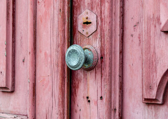 old vintage wooden door close up