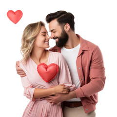 Valentine's day with couple isolated on transparent background, Generative ai.