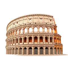 Fototapeta premium Iconic Coliseum, Isolated on Transparent and white Backgrounds. Generative ai
