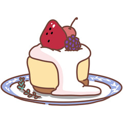 cake with cherry and strawberry and blueberry 