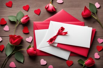 Empty greeting card mock up for saint valentine's day. Holiday love background