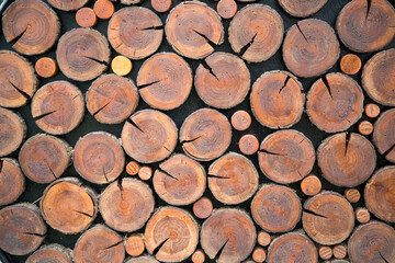background of weathered wood filled with charming wooden products