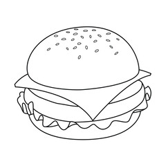 Hamburger Western Food Vector Cartoon Illustration BW