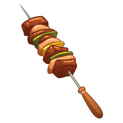 Barbecue Stick Western Food Vector Cartoon Illustration