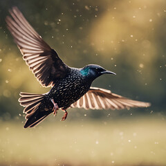 Starling in flight 