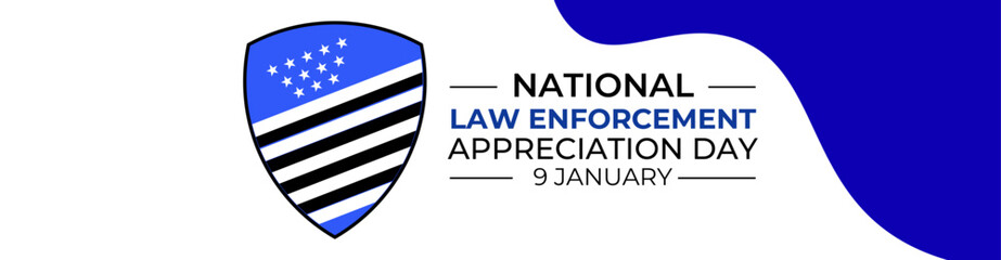 Law enforcement appreciation day (LEAD) is observed every year on January 9, to thank and show support to our local law enforcement officers who protect and serve. banner, poster. vector illustration