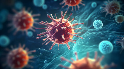 Obraz premium Cell background, virus cells, medical research background