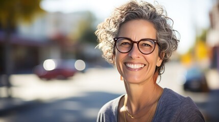 Mature woman wearing glases smiling 