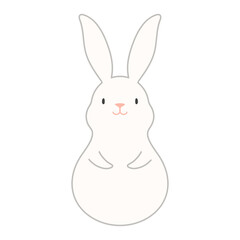 Cute Easter bunny, rabbit, hare cartoon character illustration. Hand drawn style line art design, isolated vector. Holiday clip art, seasonal card, banner poster, element