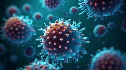 Naklejka na ściany i meble Cell background, virus cells, medical research background