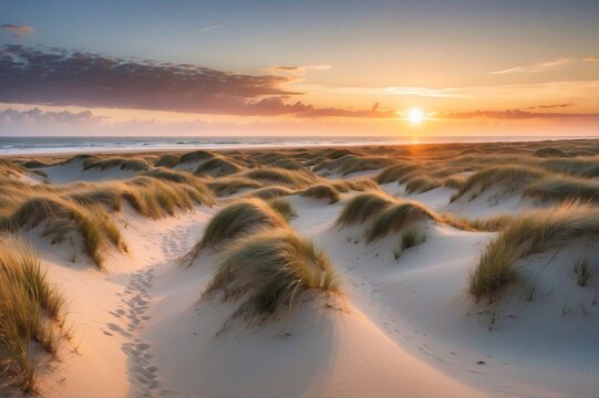Panoramic view of Sylt, Schleswig-Holstein, Germany at sunrise