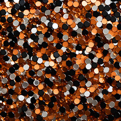 Black and orange sequins background. Shining Halloween colors. 