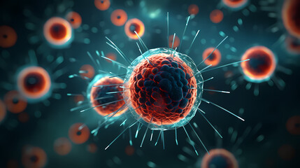 Cell background, virus cells, medical research background