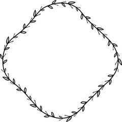 Quatrefoil shape Flower wreath frame leaf vector floral border picture frames Branch laurel botanical silhouette black elements decoration greeting wedding frames