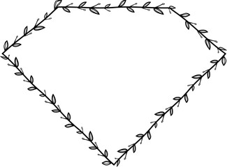 Diamond shape Flower wreath frame leaf vector floral border picture frames Branch laurel botanical silhouette black elements decoration greeting wedding frames