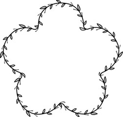 Flower shape Flower wreath frame leaf vector floral border picture frames Branch laurel botanical silhouette black elements decoration greeting wedding frames