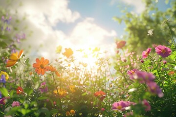 Obraz na płótnie Canvas Gardening Concept. Garden Flowers and Plants on a Sunny Background