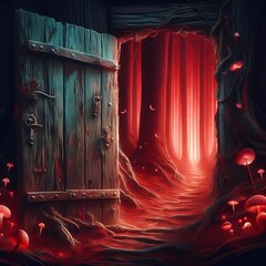 red curtains