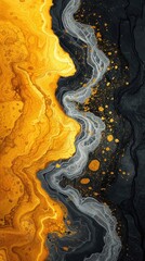 modern white and yellow painting with a pattern on it