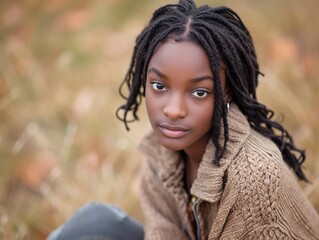 Woman With Dreadlocks Sitting in a Field