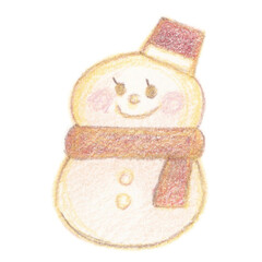マフラーをしている笑顔の雪だるま