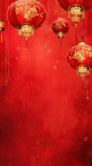 Elements in the new year red lanterns. AI generated illustration