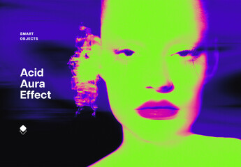 Acid Aura Fluorescent Photo Effect Mockup - obrazy, fototapety, plakaty