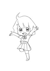 両手を広げる子供、背景透明