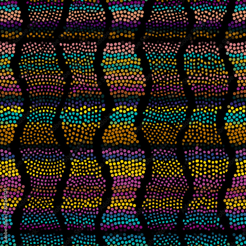 Poster Grunge random polka dot Vector Seamless Pattern made in ethnic style. African traditional design. Creative boho pattern.