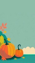 Naklejka na ściany i meble Background with autumn colorful pumpkin and space for text