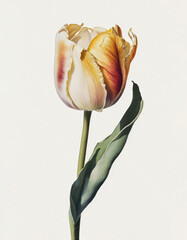 Watercolor Tulip Illustration Isolated on White Background. Colorful Digital Floral Art