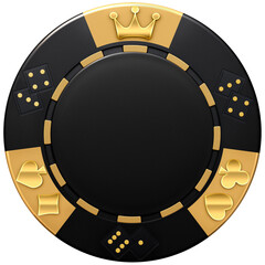 A model of a casino token chip or poker chip with a glossy finish and elegant look. 3D rendering.