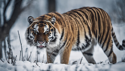 Siberian tiger in winter season