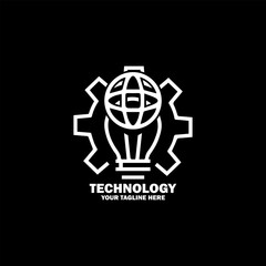 Abstract Initial Logo. color White isolated on Black Background. Technology  Branding Logos. Flat Vector Logo Design Template Element icon.