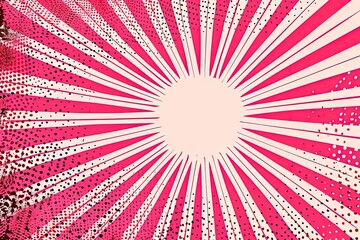 abstract red and pink rays background with halftone