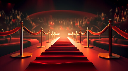 Luxurious and elegant red carpet staircase, holiday awards ceremony event