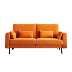 modern orange textile sofa isolated on white