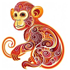 monkey chinese zodiac symbol isolated on white